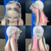 Customized 13x6 Pink Highlight Straight Colored Transparent Lace Front Bob Wig